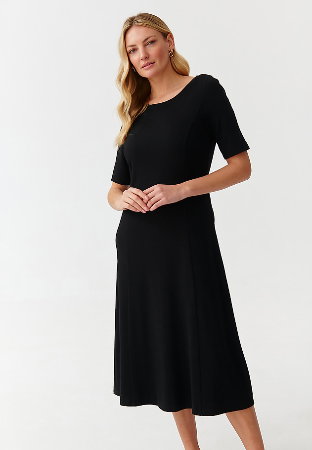 LADIES’ MIDI DRESS WITH BOAT NECKLINE - MANTI LADIES’ MIDI DRESS WITH BOAT NECKLINE - MANTI BLACK 3
