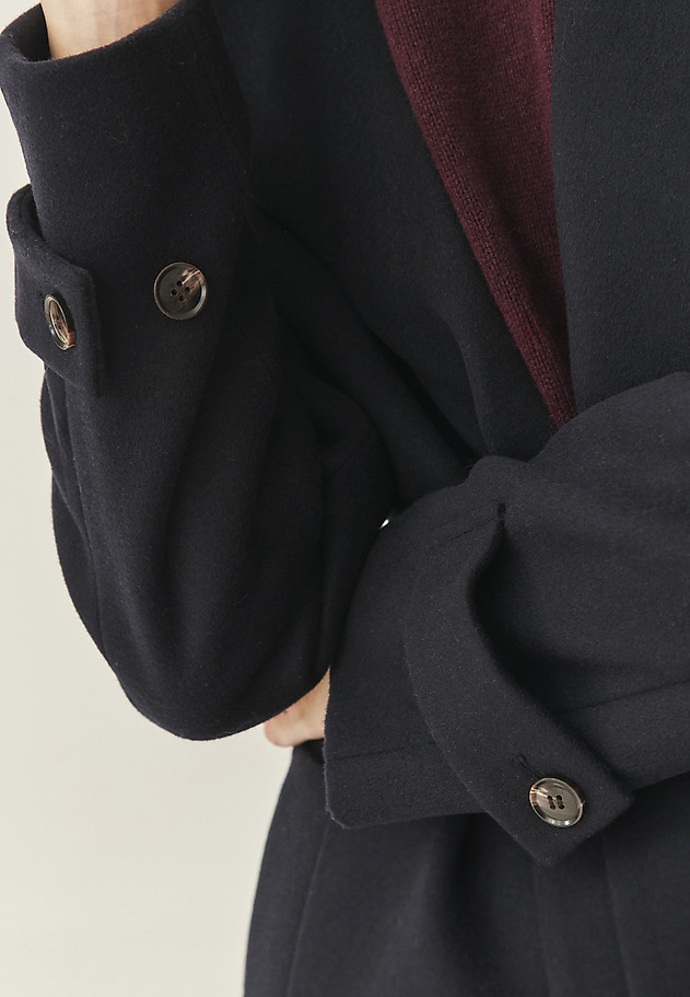 WOOL COAT WITH BELT - SIDE WOOL COAT WITH BELT - SIDE TMAVĚ MODRÁ 6