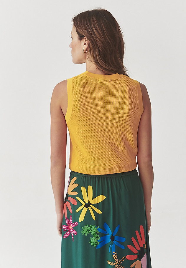 DÁMSKA PLETENÁ BLÚZKA BEZ RUKÁVOV – FAYA DÁMSKA PLETENÁ BLÚZKA BEZ RUKÁVOV – FAYA ŽLTÁ 2