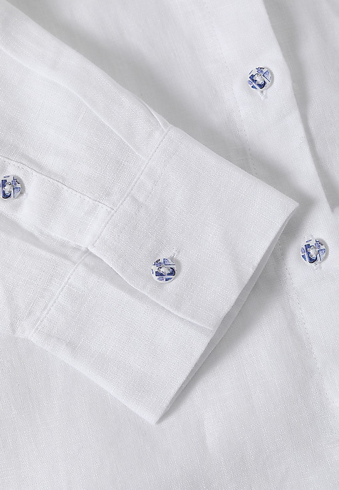 LONG-SLEEVED LINEN LADIES’ SHIRT  - LAWENDA 2 WHITE 2
