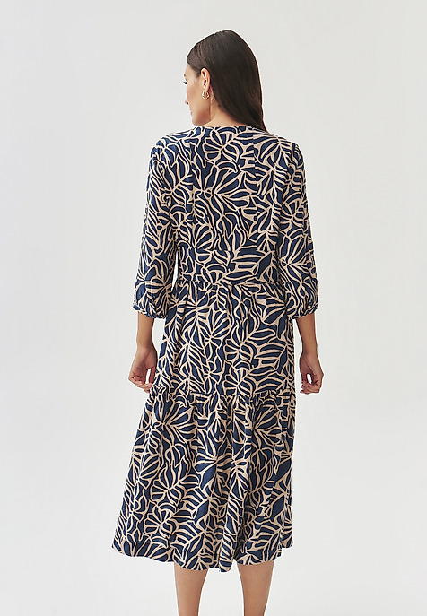 LADIES’ PATTERNED DRESS WITH 3/4 SLEEVES - KAMDI MULTICOLOR 2