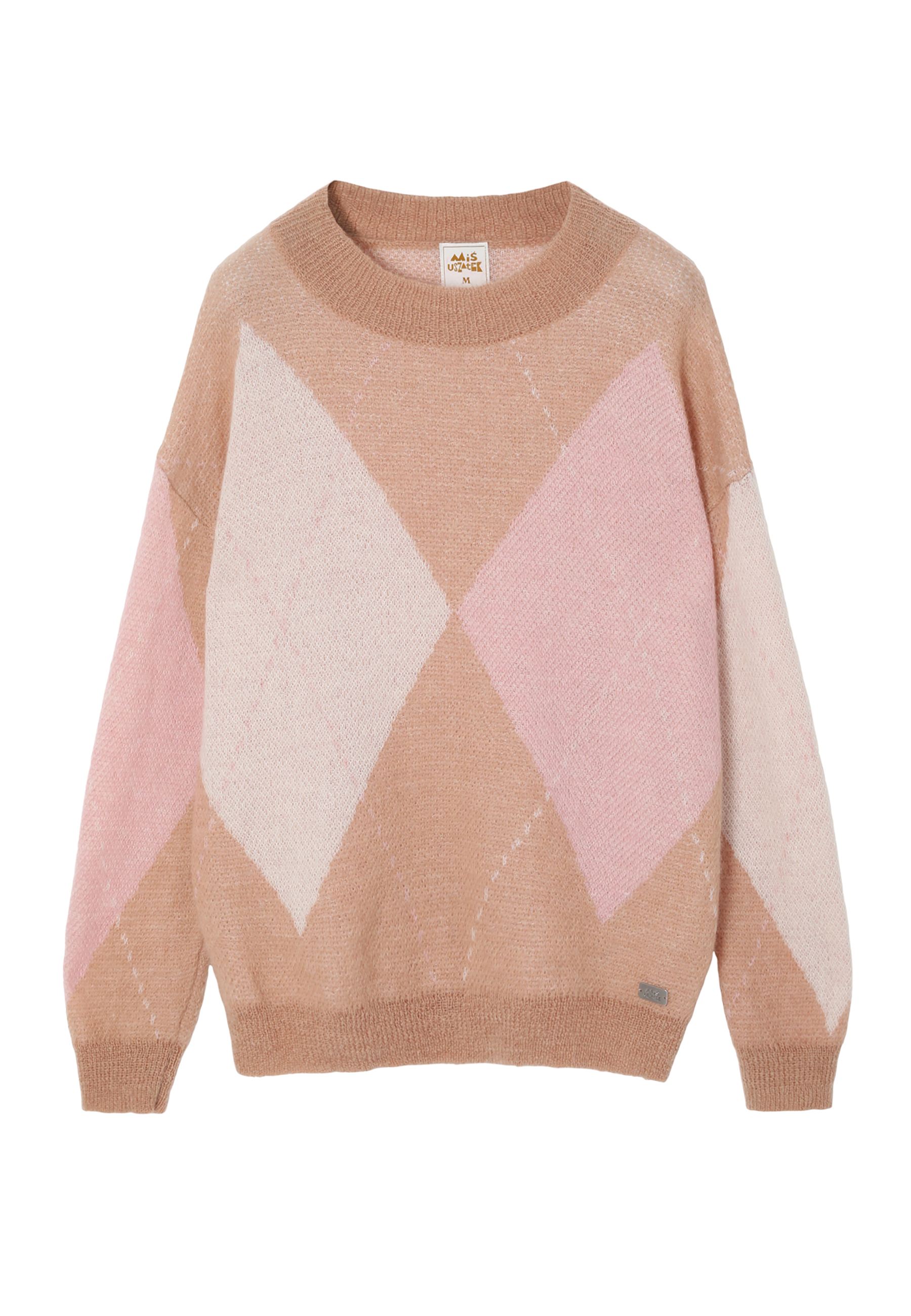 DAMSKI SWETER W ROMBY Z MOTYWEM MISIA USZATKA — COLETTE MULTIKOLOR 2