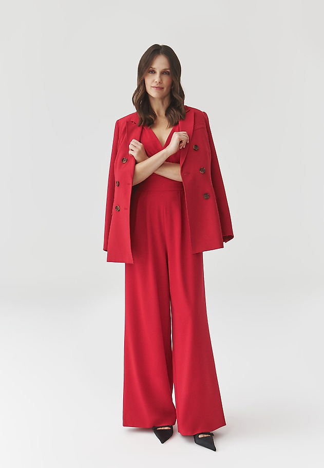 ELEGANT WIDE-LEGGED JUMPSUIT — FANG ELEGANT WIDE-LEGGED JUMPSUIT — FANG CZERWONY 5