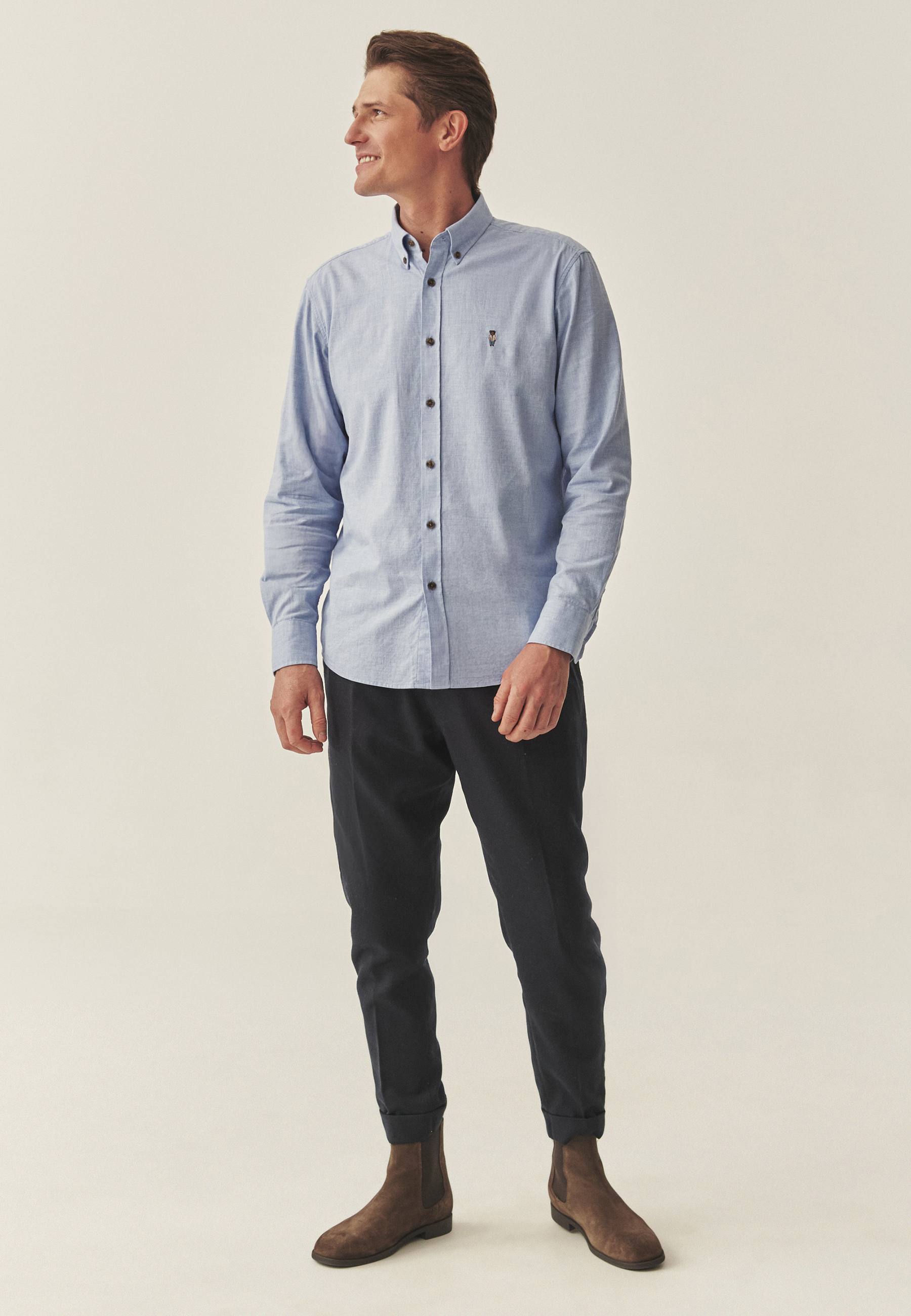 BAWEŁNIANA KOSZULA MĘSKA - MARCO CLASSIC NIEBIESKI 2