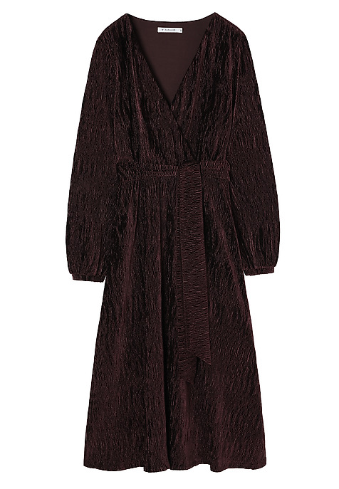 WELUROWA SUKIENKA MIDI - KRESE 1 CZERWONY 2