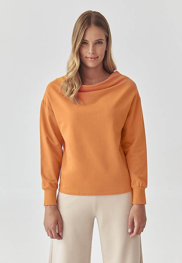 STYLISH LADIES’ SWEATSHIRT WITH WATER NECKLINE - MALIA STYLISH LADIES’ SWEATSHIRT WITH WATER NECKLINE - MALIA POMARAŃCZOWY 3