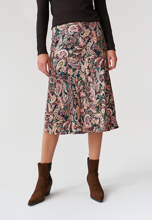 WZORZYSTA SPÓDNICA DAMSKA Z SATYNY WISKOZOWEJ SATINI WZORZYSTA SPÓDNICA DAMSKA Z SATYNY WISKOZOWEJ SATINI MULTIKOLOR 2