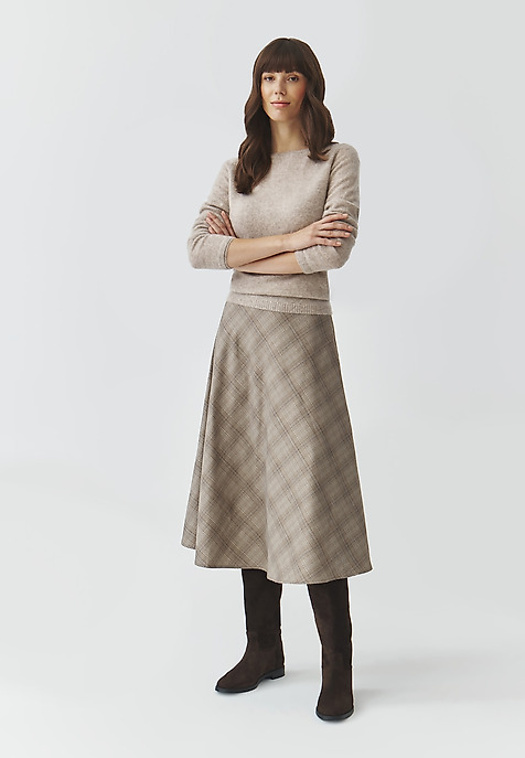 CHECKERED FABRIC MIDI SKIRT — LUBKO 1 MULTICOLOR 2