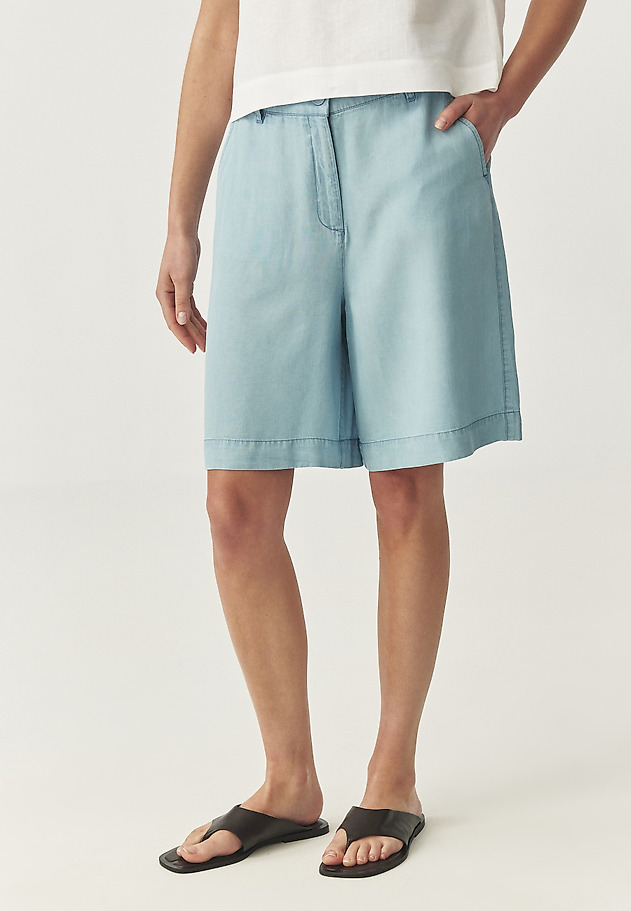 LYOCELL SHORTS - TENKA LYOCELL SHORTS - TENKA NIEBIESKI 2