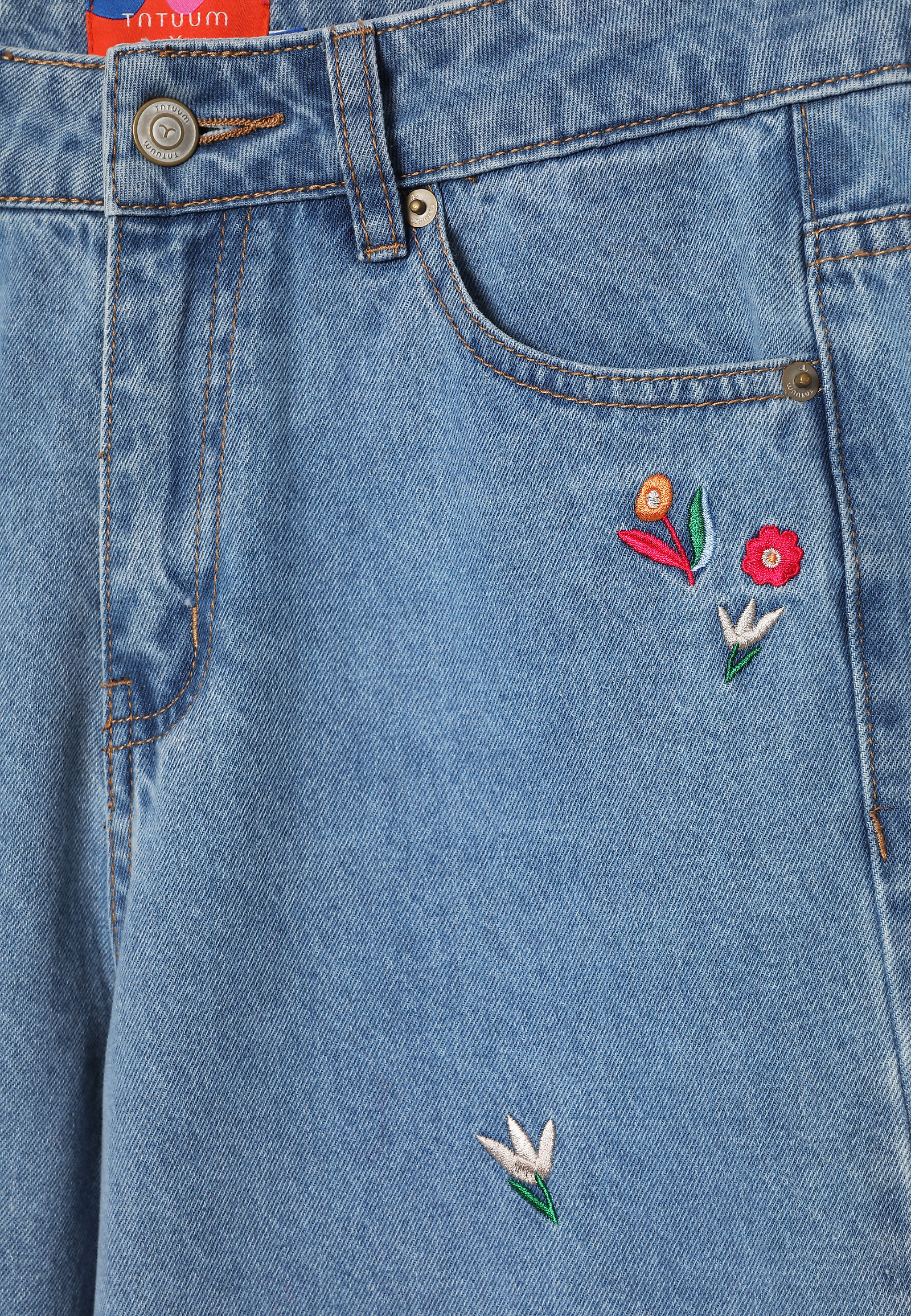 Jeans hlače s širokimi hlačnicami in vezenjem - LAKSIMO Jeans hlače s širokimi hlačnicami in vezenjem - LAKSIMO MODRA 116654