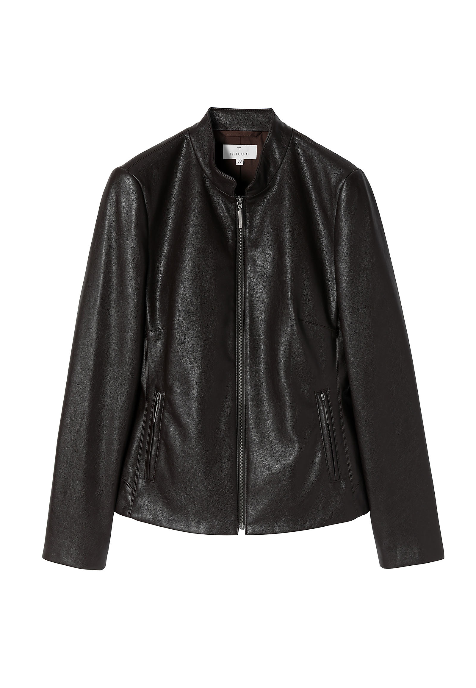 LADIES’ JACKET IN KNITTED FABRIC IMITATING LEATHER BAMI LADIES’ JACKET IN KNITTED FABRIC IMITATING LEATHER BAMI BROWN 89717
