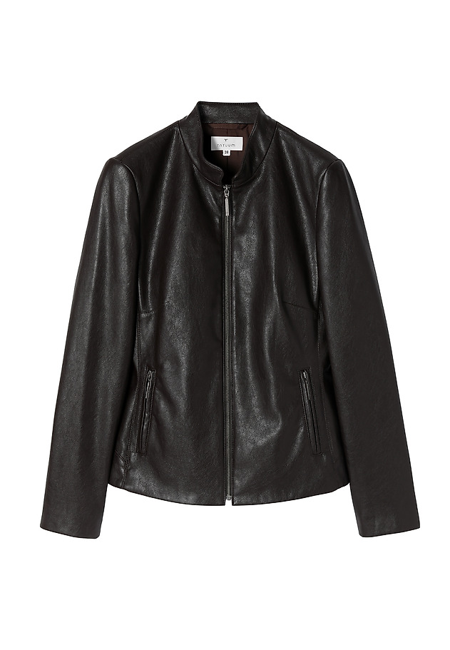 LADIES’ JACKET IN KNITTED FABRIC IMITATING LEATHER BAMI LADIES’ JACKET IN KNITTED FABRIC IMITATING LEATHER BAMI BRĄZOWY 7