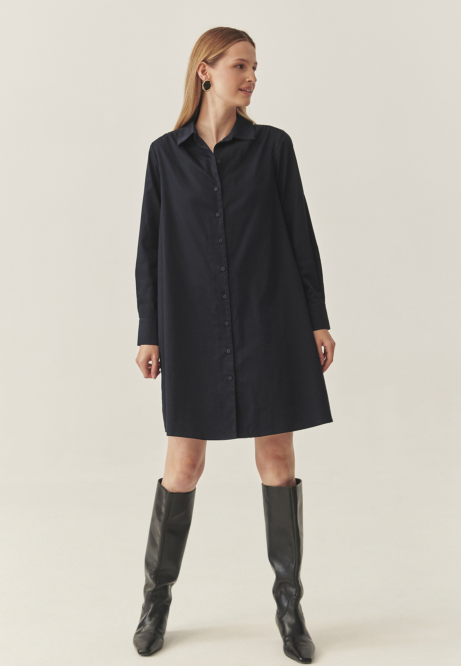 COTTON SHIRT DRESS - ALIANI COTTON SHIRT DRESS - ALIANI NAVY BLUE 118826