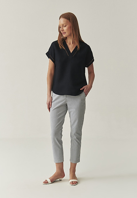 LOOSE BLOUSE WITH LINEN - SIRINA 1 NAVY BLUE 2
