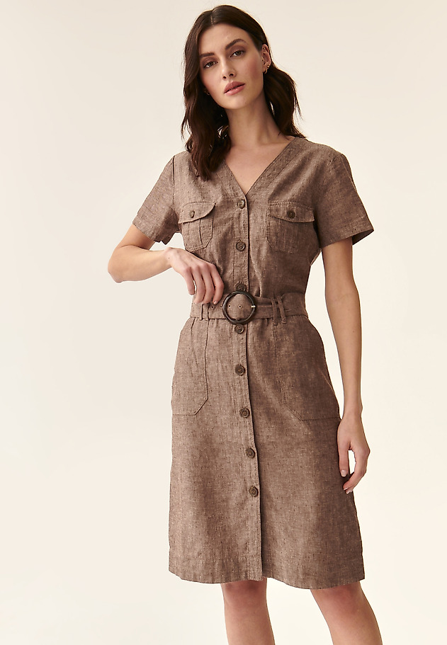 LADIES' LINEN DRESS SOFORIA 1 LADIES' LINEN DRESS SOFORIA 1 BROWN 1