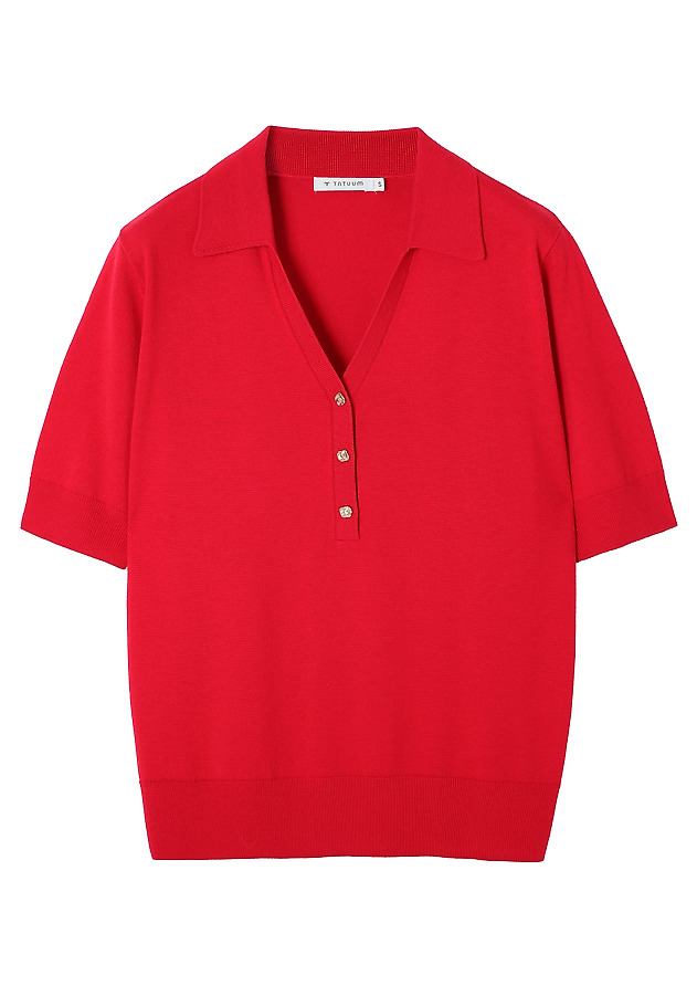 BLUZA S KROJEM POLO Z VOLNO - BLAXO BLUZA S KROJEM POLO Z VOLNO - BLAXO RDEČA 7