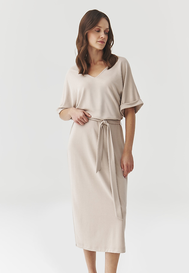 CLASSIC MIDI DRESS — ASTER CLASSIC MIDI DRESS — ASTER BEŻOWY 1