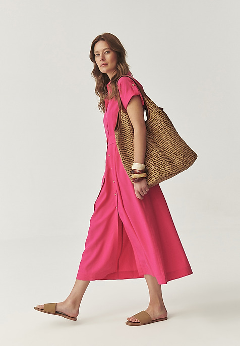 LYOCELL SHIRT DRESS - NICOLETTA PINK 2