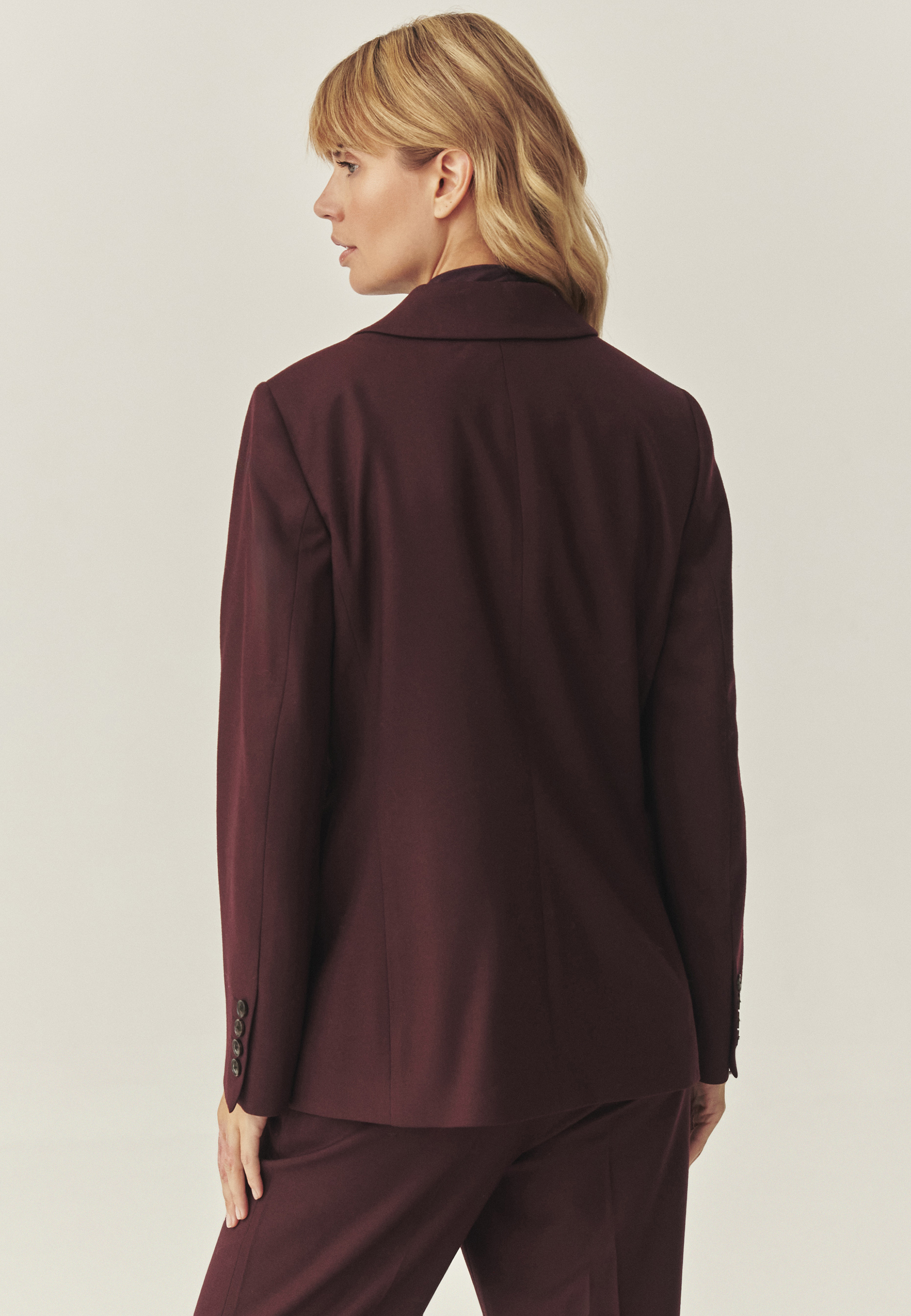 BORDOWY ŻAKIET Z WEŁNĄ - SOHO CZERWONY 2