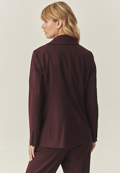 BORDOWY ŻAKIET Z WEŁNĄ - SOHO CZERWONY 2