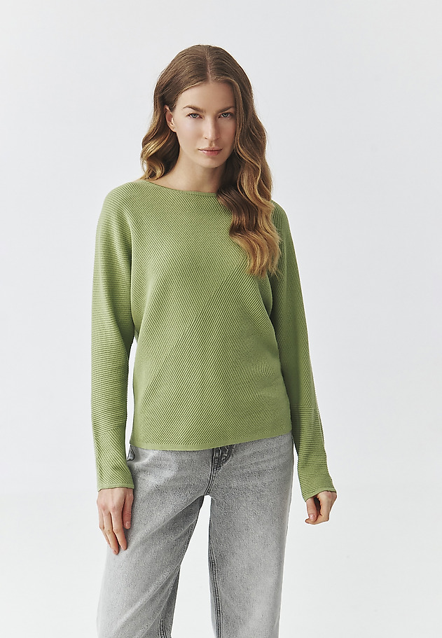 LADIES' STRUCTURED SWEATER WITH A BOAT NECKLINE - PEGGIE LADIES' STRUCTURED SWEATER WITH A BOAT NECKLINE - PEGGIE ZIELONY 1