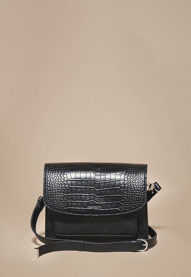 LEATHER MESSENGER BAG WITH EMBOSSING - SAVANNA LEATHER MESSENGER BAG WITH EMBOSSING - SAVANNA BLACK 1