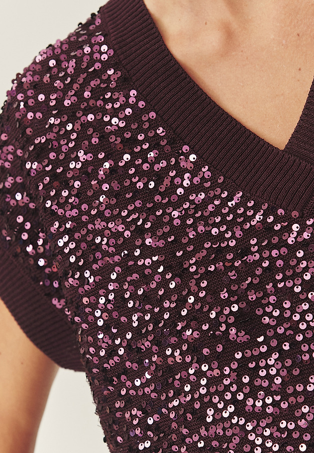 STYLISH JUMPER WITH SEQUIN DETAILS - ICOMA STYLISH JUMPER WITH SEQUIN DETAILS - ICOMA RED 5