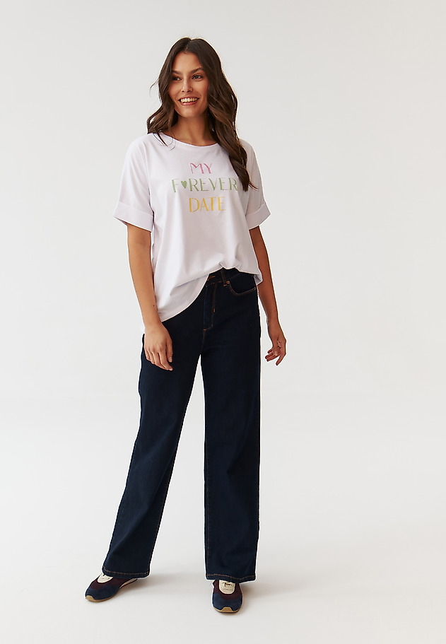 COMFORTABLE LADIES’ T-SHIRT WITH PRINTED INSCRIPTION - LIKE 1 COMFORTABLE LADIES’ T-SHIRT WITH PRINTED INSCRIPTION - LIKE 1 BIAŁY 2