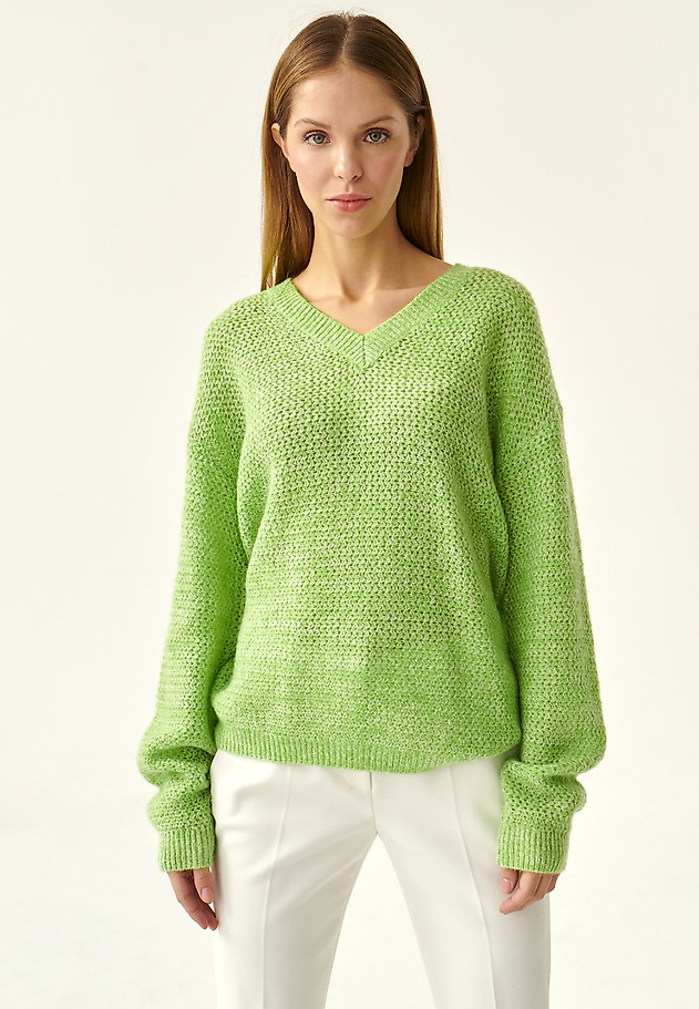 STRUKTURALNY SWETER DAMSKI LASO STRUKTURALNY SWETER DAMSKI LASO ZIELONY 3