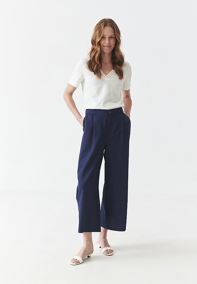 TROUSERS IN LYOCELL AND LINEN - MASKAN TROUSERS IN LYOCELL AND LINEN - MASKAN NIEBIESKI 1