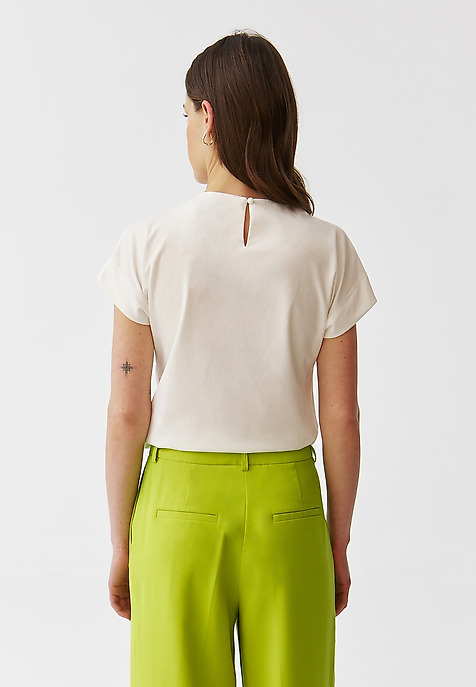 LADIES’ BLOUSE WITH WATER NECKLINE - HAIDIKA ECRU 2