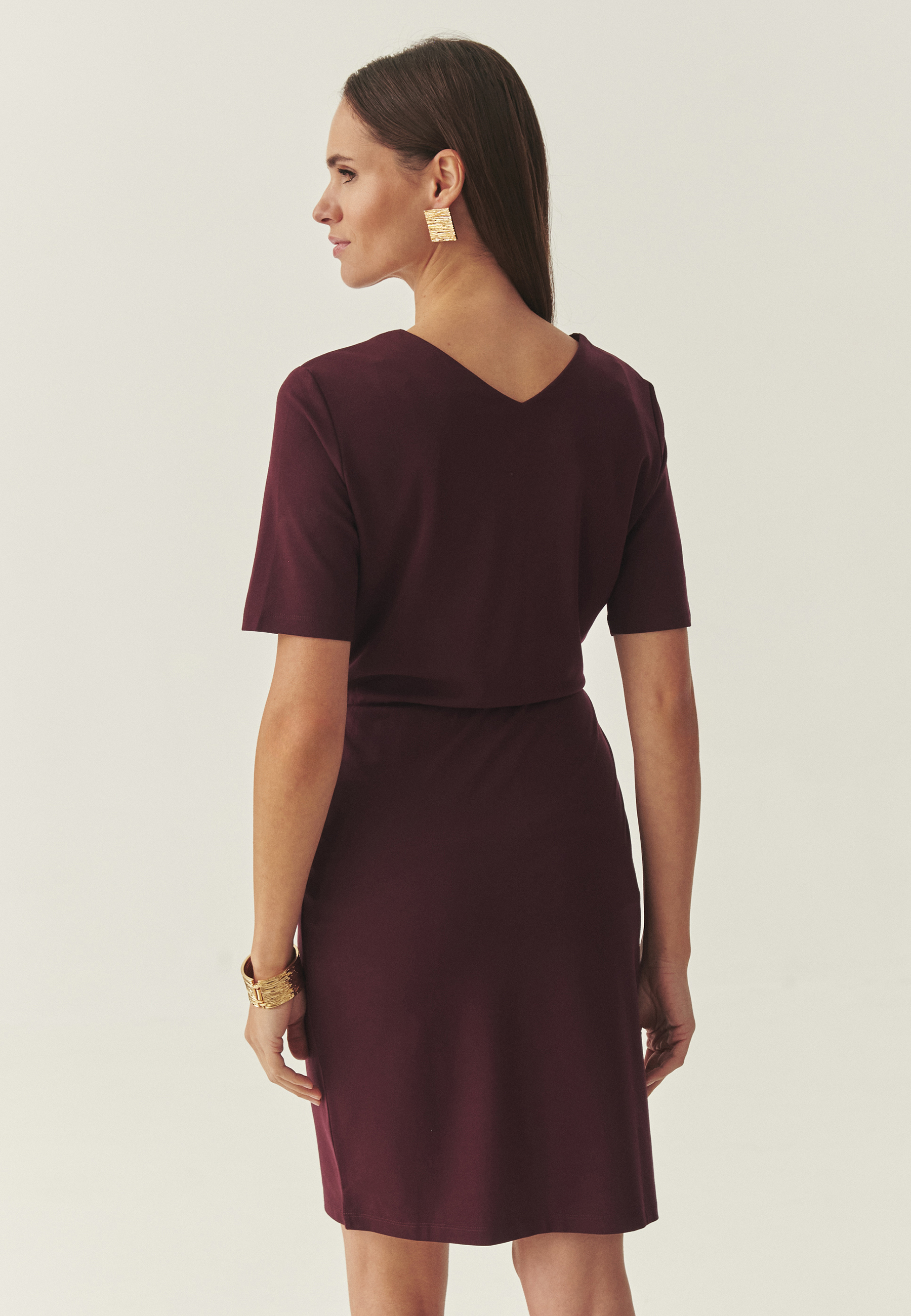 DZIANINOWA SUKIENKA Z MARSZCZENIAMI - RETI CZERWONY 2