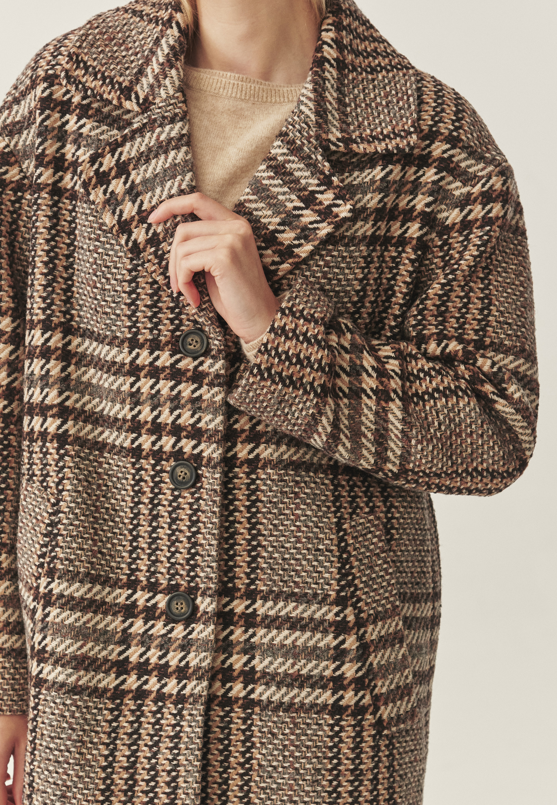 PALTON DE DAMĂ, DIN ȚESĂTURĂ ÎN CAROURI - SEWRO 1 MULTICOLOR 2