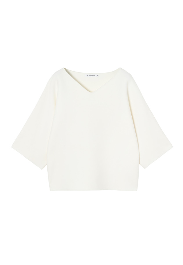 LADIES' JUMPER WITH WIDE SLEEVES AND CREW NECKLINE — RAFIA LADIES' JUMPER WITH WIDE SLEEVES AND CREW NECKLINE — RAFIA ECRU 2