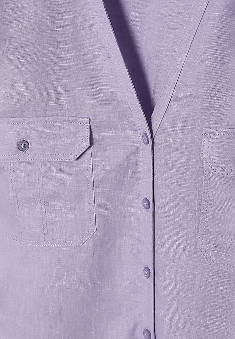 LADIES’ LINEN SHIRT WITH ROLLED-UP SLEEVES - JUSTYNA PURPLE 2