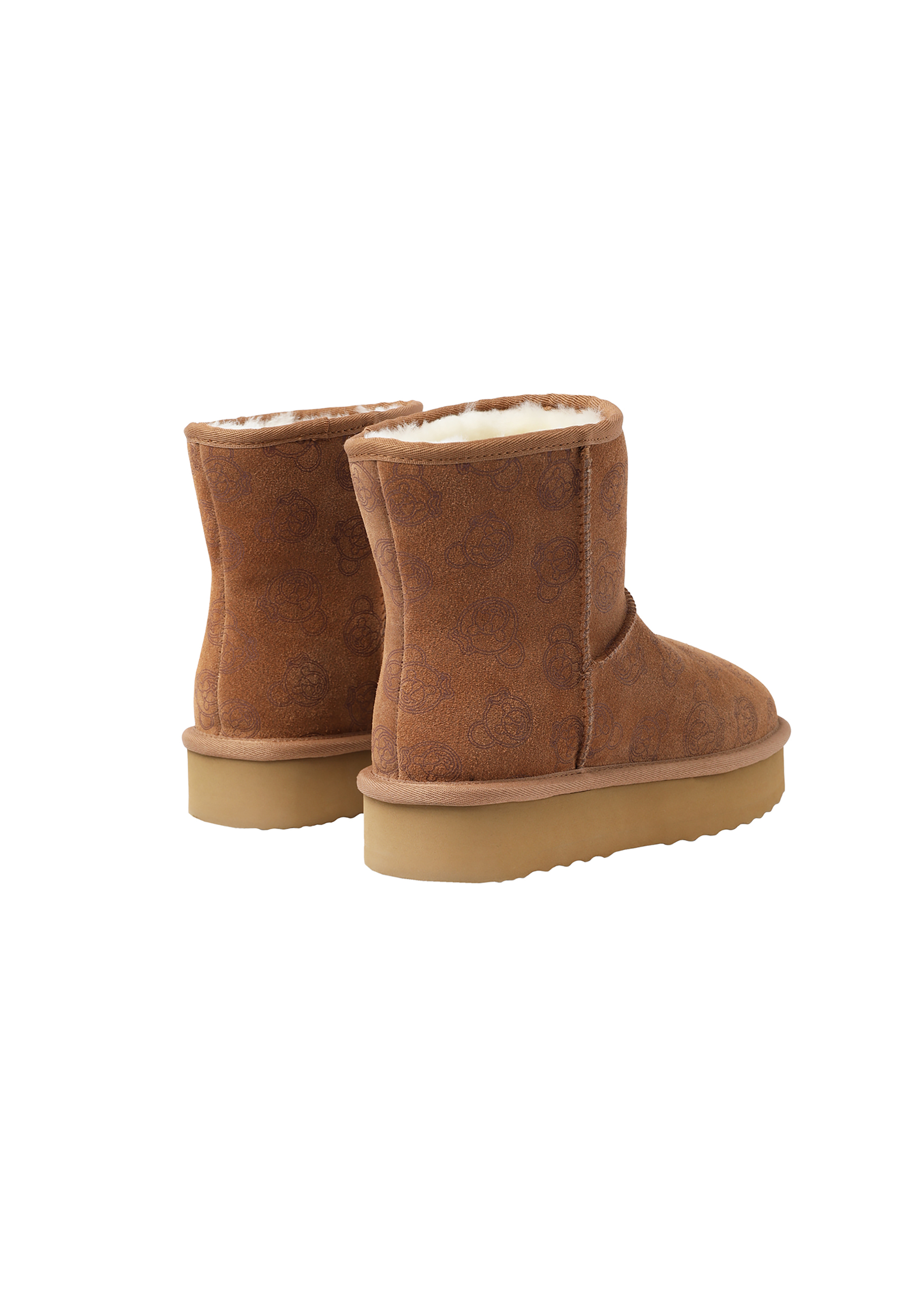 SKÓRZANE ŚNIEGOWCE DAMSKIE Z NADRUKIEM — LARSA BEŻOWY 2