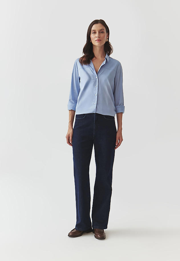 LADIES' FABRIC SHIRT WITH COLLAR — HOLY LADIES' FABRIC SHIRT WITH COLLAR — HOLY NIEBIESKI 2