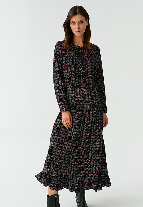 VZOROVANÉ PLÁTĚNÉ ŠATY S DLOUHÝM RUKÁVEM IKOMI VÍCEBAREVNÝ 2