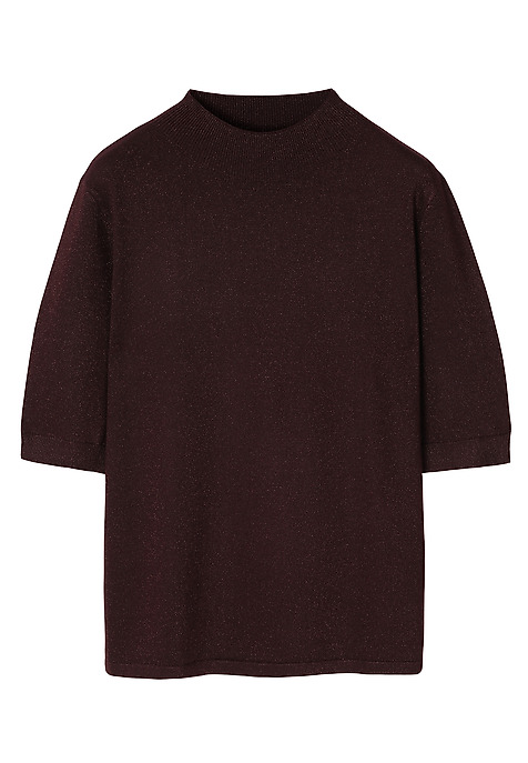 KLASYCZNY SWETER Z METALIZOWANYM WŁÓKNEM - LULU CZERWONY 2