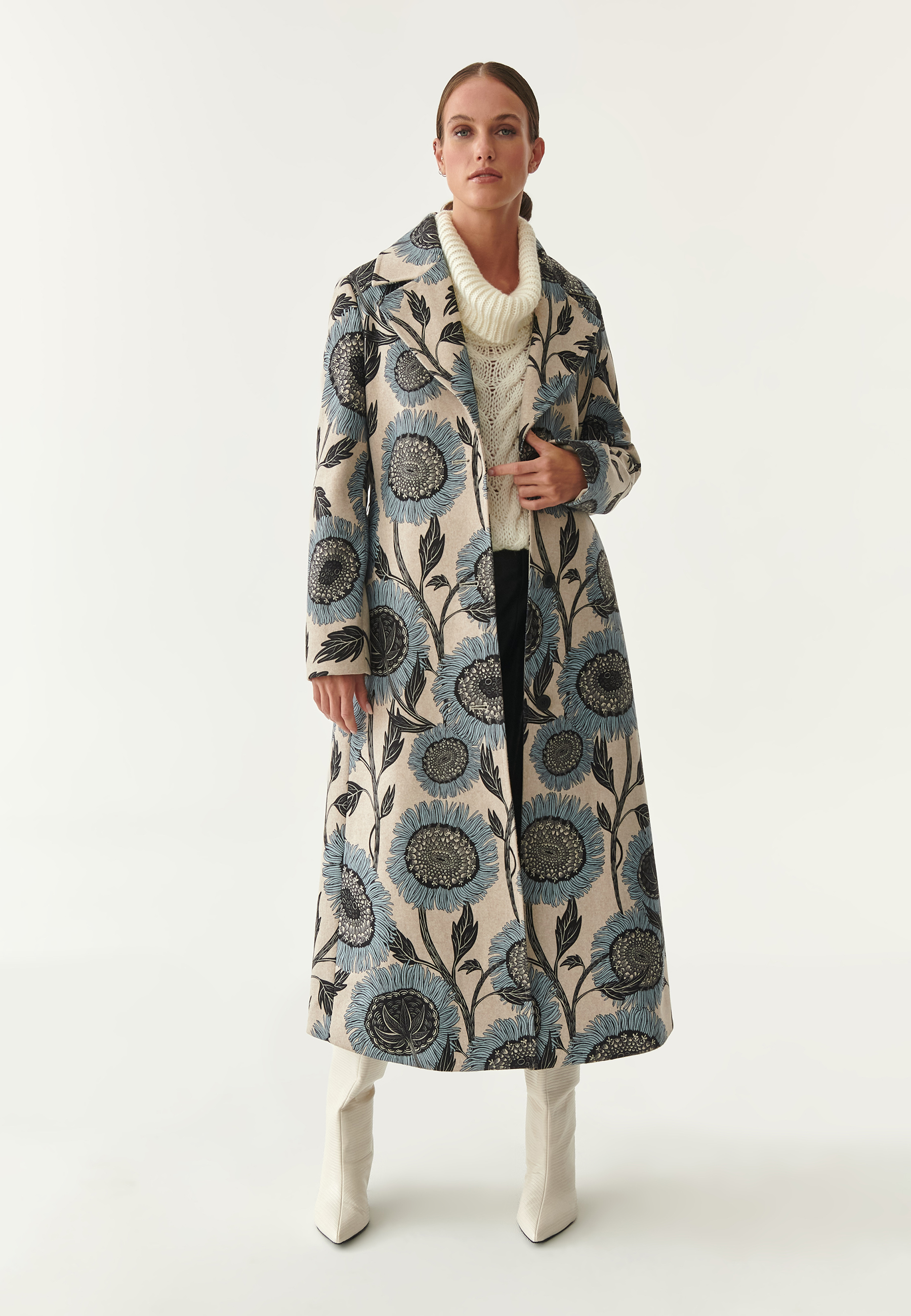 DÁMSKÝ OVERSIZE KABÁT SE VZOREM SLUNEČNIC ANAMO