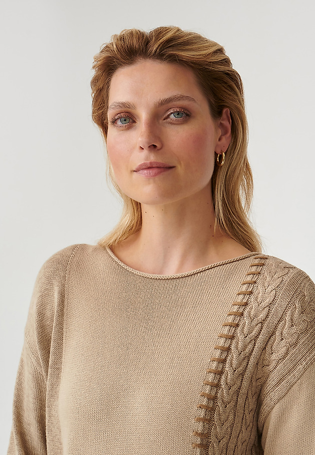 LUŹNY SWETER DAMSKI MAJO LUŹNY SWETER DAMSKI MAJO BEŻOWY 4