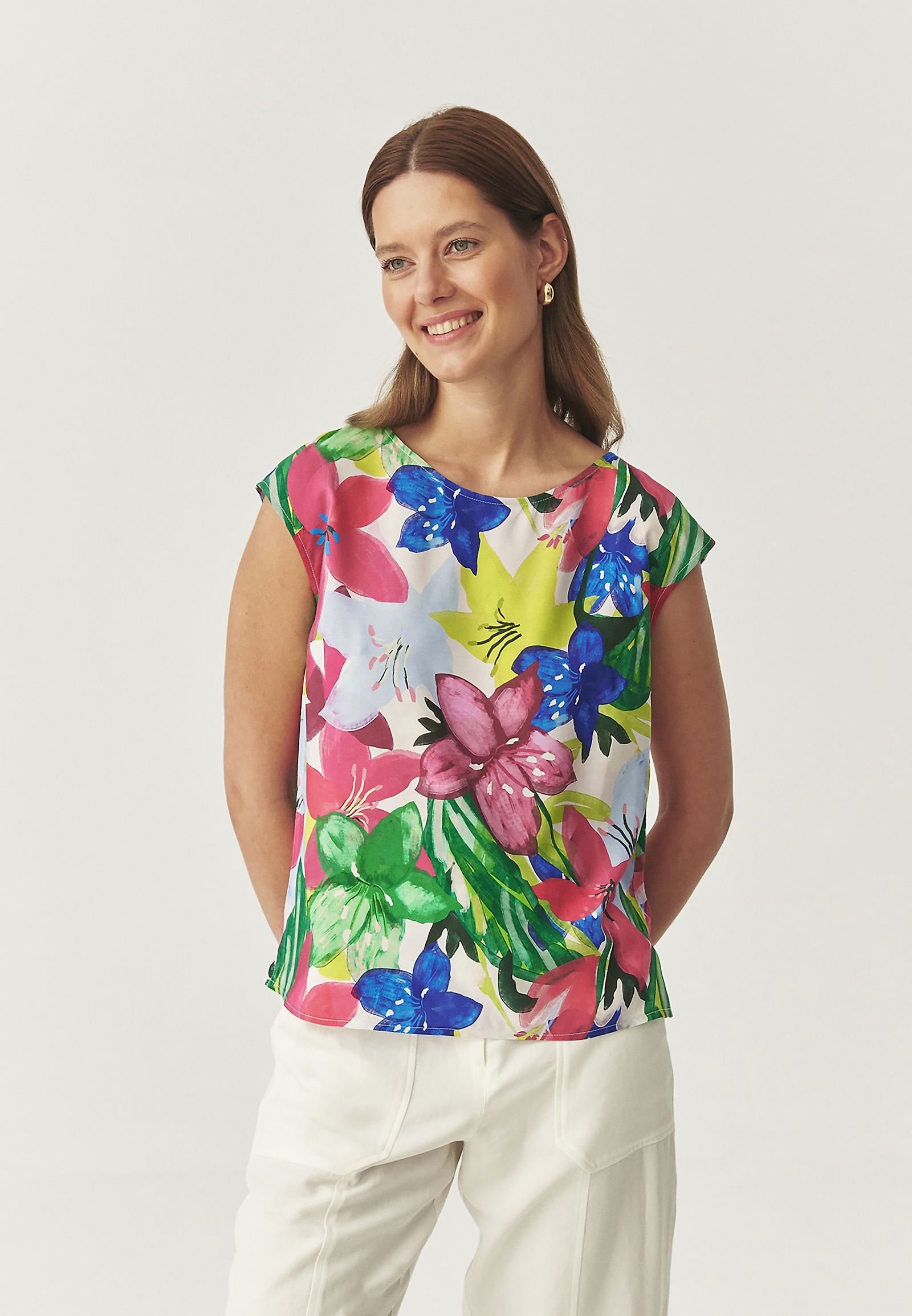 VISKOZNA BLUZA Z IZVORNO MOTIVOM - AFELI VISKOZNA BLUZA Z IZVORNO MOTIVOM - AFELI ROŽNATA 112419