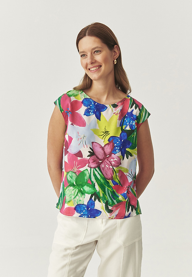 VISCOSE BLOUSE WITH ORIGINAL PATTERN - AFELI VISCOSE BLOUSE WITH ORIGINAL PATTERN - AFELI RÓŻOWY 1