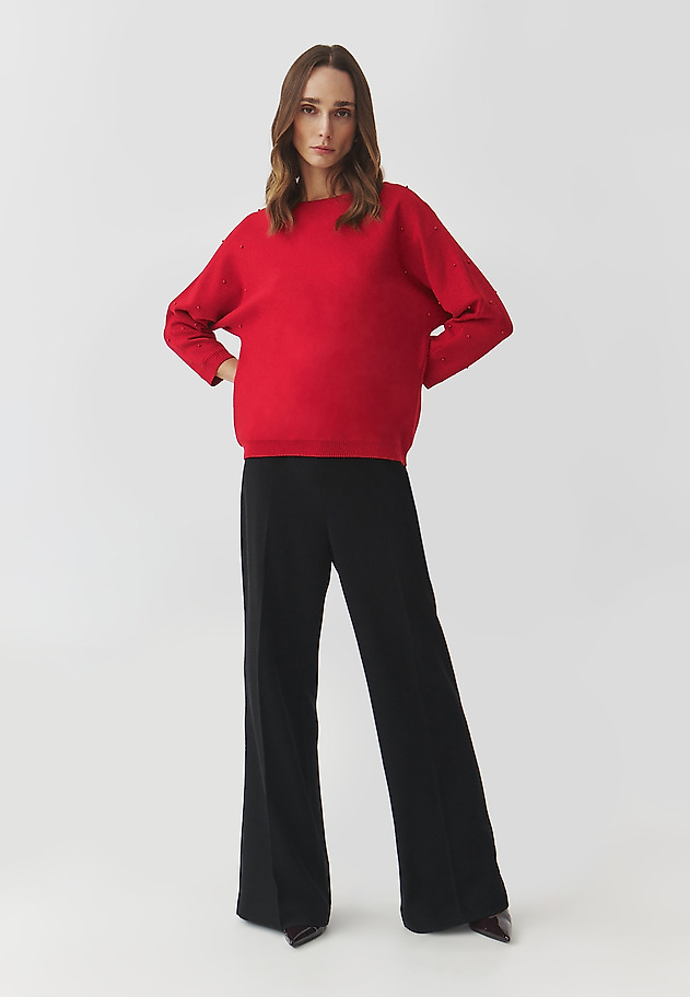 LADIES' JUMPER WITH DECORATIVE BALLS — PERLO LADIES' JUMPER WITH DECORATIVE BALLS — PERLO CZERWONY 2