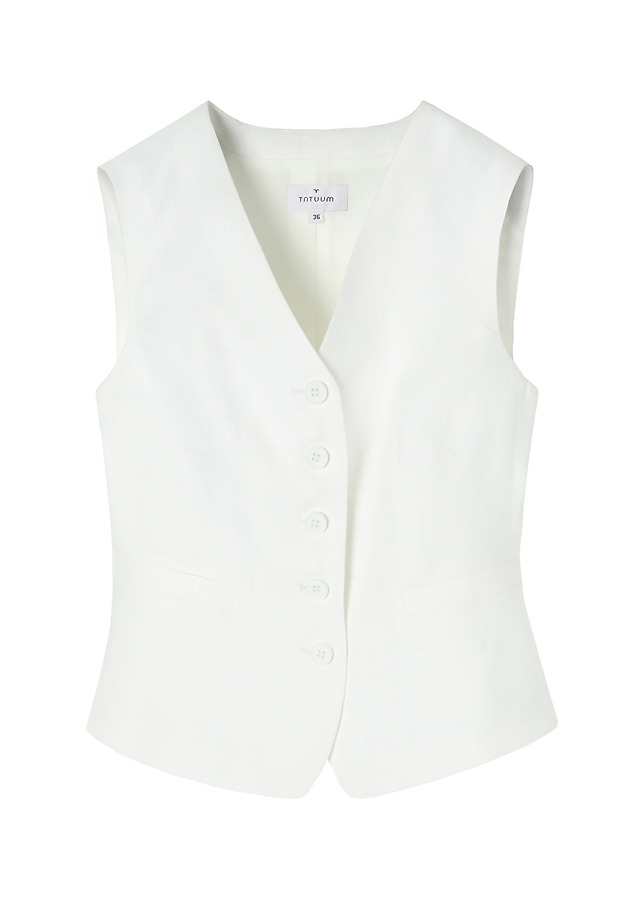 LINEN WAISTCOAT - RONITA 5 LINEN WAISTCOAT - RONITA 5 ECRU 6