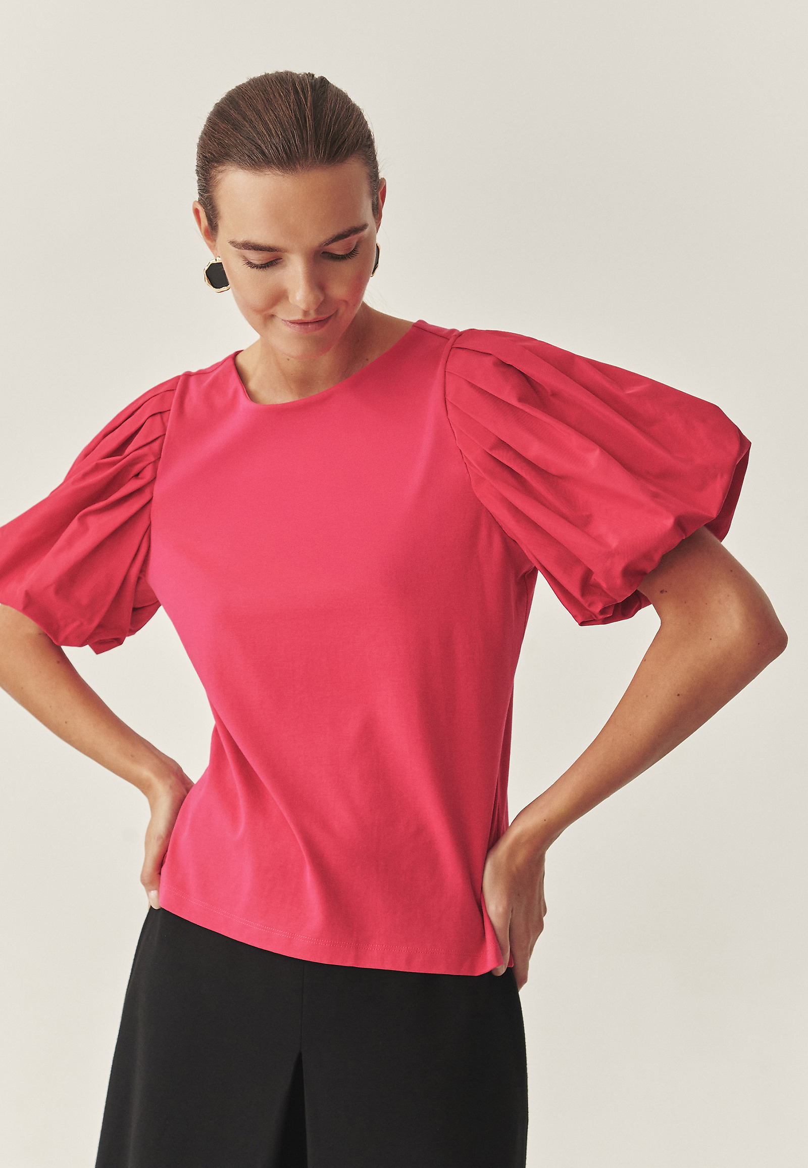 COTTON BLOUSE WITH BALLOON SLEEVES - MENORIA 2 COTTON BLOUSE WITH BALLOON SLEEVES - MENORIA 2 PINK 119086