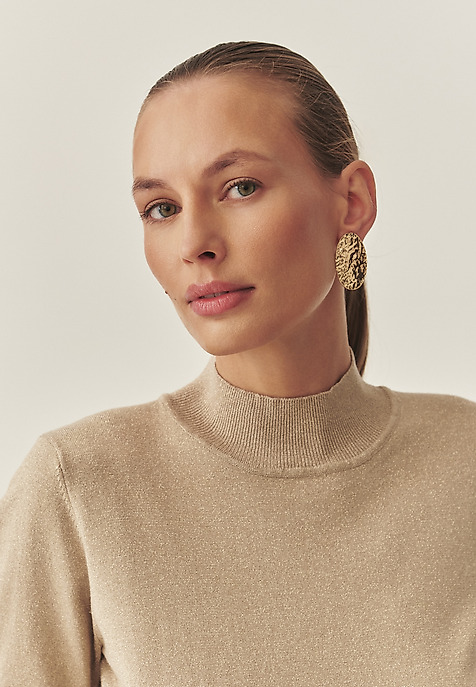LADIES' JUMPER WITH TURTLENECK AND SHINY YARN — LU 3 YELLOW 2