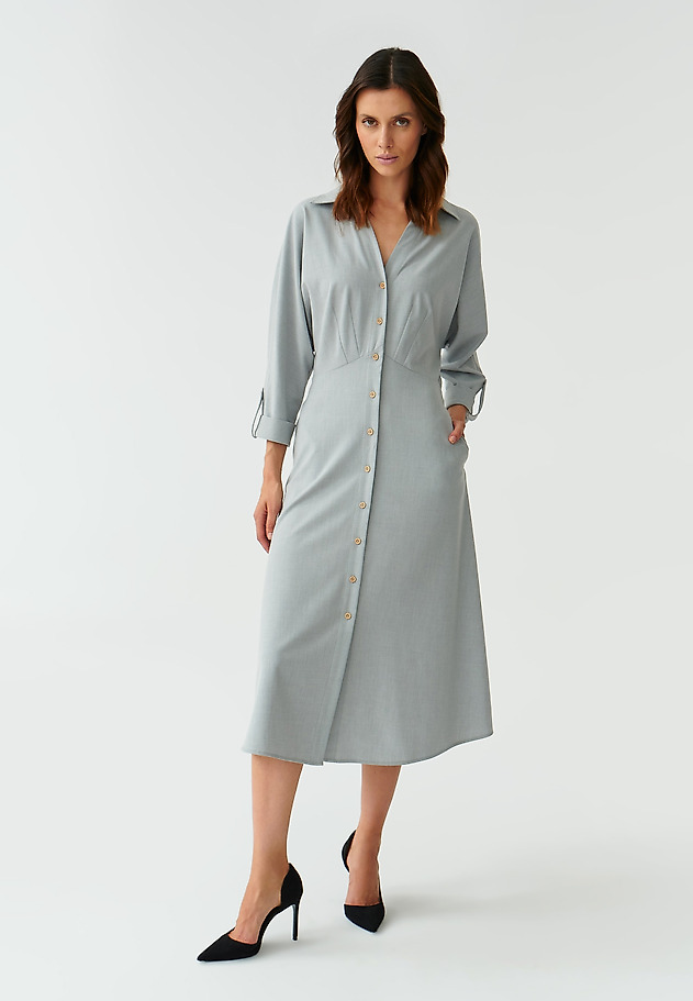 LADIES’ MIDI DRESS WITH A COLLAR SAMOTALI 1 LADIES’ MIDI DRESS WITH A COLLAR SAMOTALI 1 GREY 2