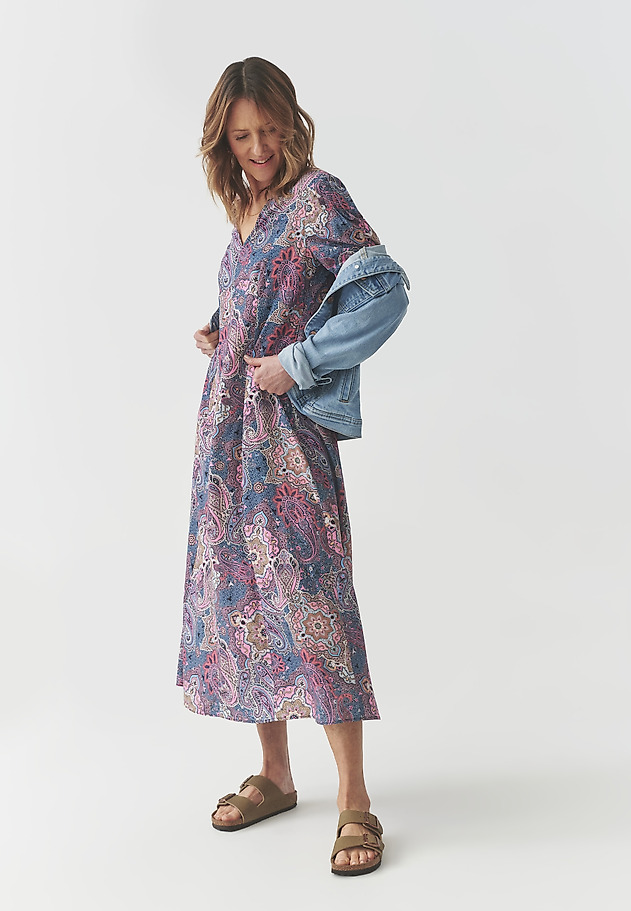 VISCOSE DRESS WITH UNIQUE PATTERN — KASIDI VISCOSE DRESS WITH UNIQUE PATTERN — KASIDI MULTIKOLOR 1