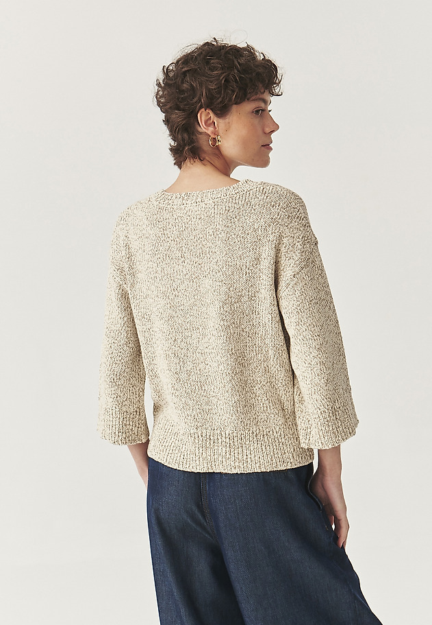 MELANŻOWY SWETER Z BAWEŁNĄ - HELENIS 1 MELANŻOWY SWETER Z BAWEŁNĄ - HELENIS 1 BEŻOWY 3